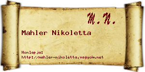 Mahler Nikoletta névjegykártya
