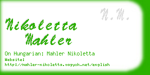 nikoletta mahler business card